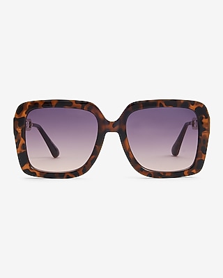 Retro Oversized Square Frame Chain Sunglasses