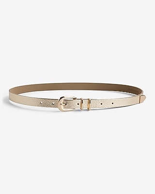 Faux Leather Textured Gold Tipped Buckle Belt