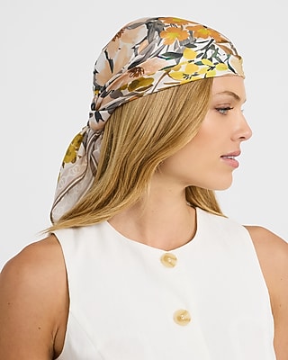 Express Women's Satin Floral Scarf in Pink Print