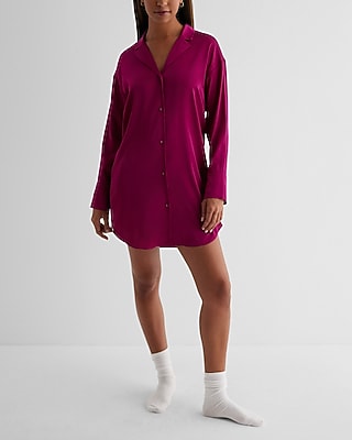 Satin Shirt Sleep Dress