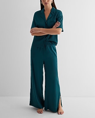 Satin Pajama Set Green Women's M