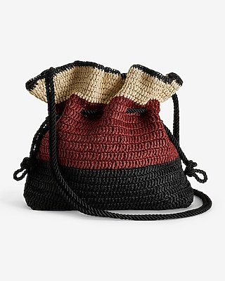 Woven Straw Drawstring Bag