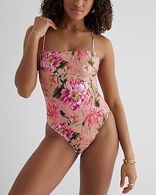 Strappy Lace-Up Bodycon One-Piece Swimsuit Multi-Color Women's S