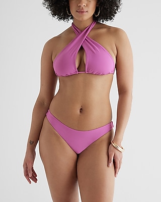 Convertible Halter Neck Bodycon Swim Top Purple Women's M