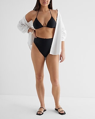 Triangle Bodycon Swim Top Black Women's M