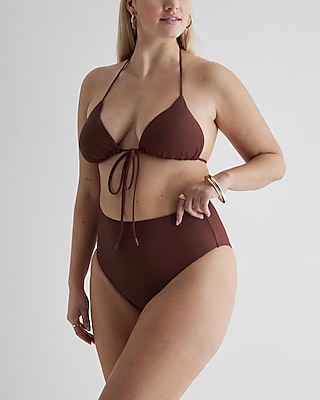 High Waisted Bodycon Swim Bottom Brown Women's M