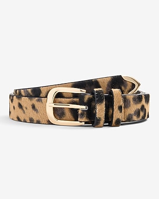 Leopard Calf Hair Gold Tipped Buckle Belt