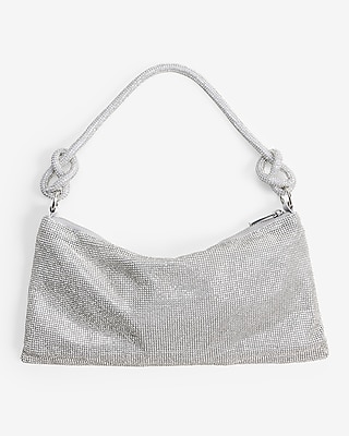 Rhinestone Knot Strap Slouch Bag Women's Silver