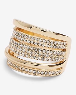 Multi Row Rhinestone Statement Ring