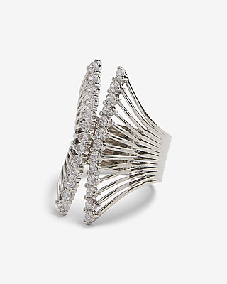 Rhinestone Curved Statement Ring