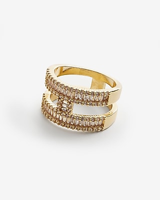 Rhinestone H Shape Ring