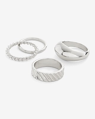 4 Piece Twist Ring Set Silver Women's 6