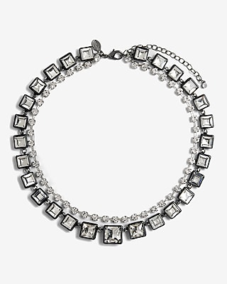 2 Row Lined Rhinestone Necklace
