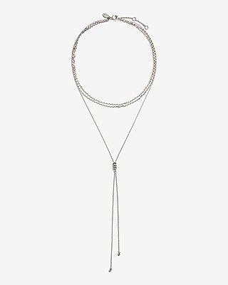 3 Row Layered Rhinestone Y Necklace