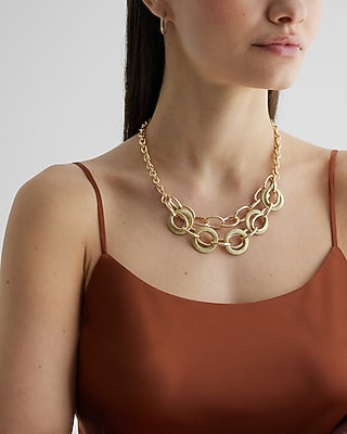 Metallic Wrapped Double Row Linked Chain Necklace