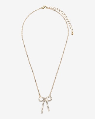 Rhinestone Bow Pendant Necklace