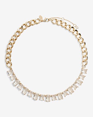 Clear Stone Chain Necklace