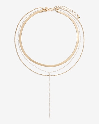 3 Row Beaded Y Necklace