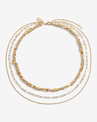 3 Row Beaded Multi Chain Necklace