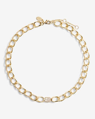 Clear Stone Linked Choker Necklace