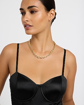Express Women's Gold Chain Statement Necklace in Shiny Gold