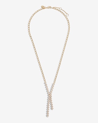 Rhinestone Embellished Asymmetrical Y Necklace