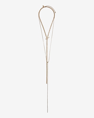 2 Row Mixed Chain Long Y Necklace