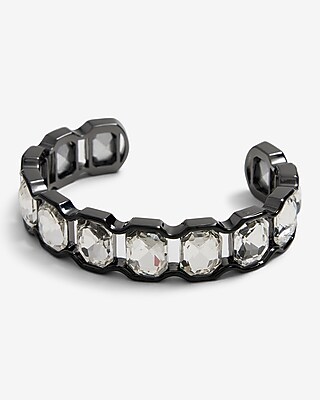 Lined Rhinestone Cuff Bracelet