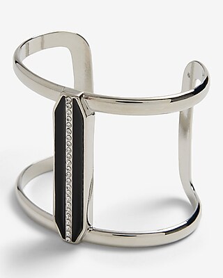 Rhinestone Enamel H Cuff Bracelet