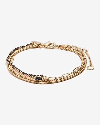 3 Row Multi Chain Rhinestone Pendant Bracelet