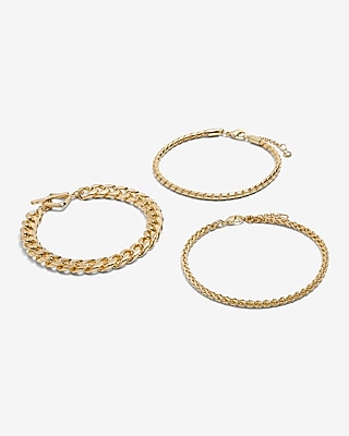 Set Of 3 Mixed Chain Bracelets