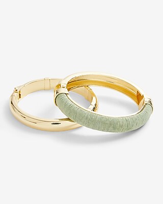 Set Of 2 Wrapped Mixed Bangle Bracelets