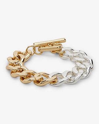 Mixed Metal Chain Toggle Bracelet