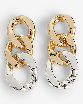 Mixed Metal Chain Linked Drop Earrings