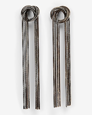 Open Knot Fringe Drop Earrings