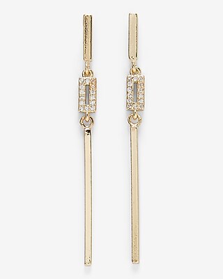 Linked Rhinestone Bar Drop Earrings
