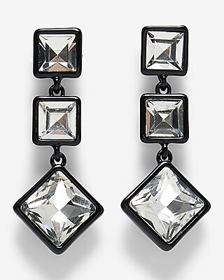 Lined Rhinestone Triple Drop Earrings