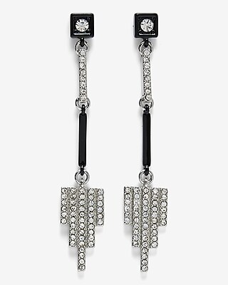 Rhinestone Linked Charm Drop Earrings