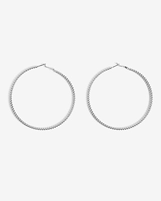 Textured Hoop Earrings Women's Silver