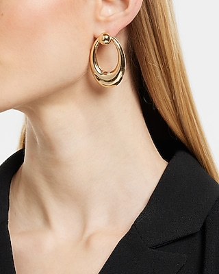 Oval Ball Doorknocker Drop Earrings