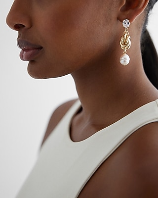 Knot Pearl Charm Drop Earrings