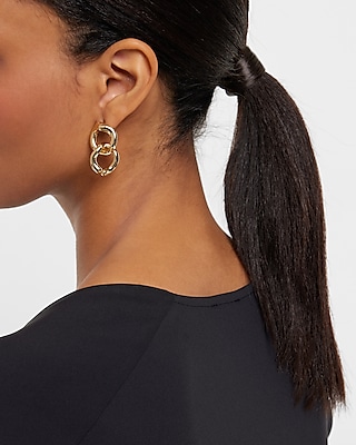 Small Organic Link Drop Earrings Women's Gold