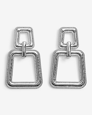 Textured Double Square Drop Earrings