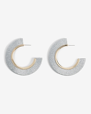 Metallic Wrapped Post Back Hoop Earrings