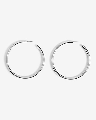 Large Tube Hoop Earrings Women's Silver