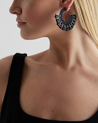 Tassel Lined Hoop Earrings