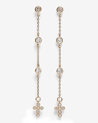 Rhinestone Cross Charm Drop Earrings