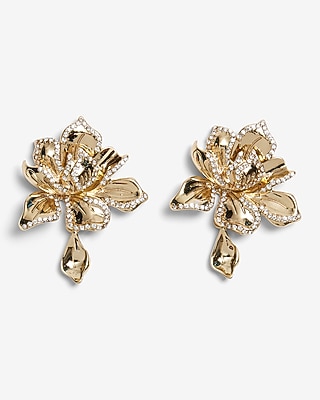 Rhinestone Flower Charm Earrings