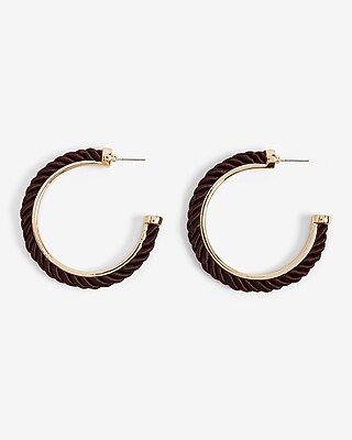 Rope Lined Hoop Earrings Women's Brown