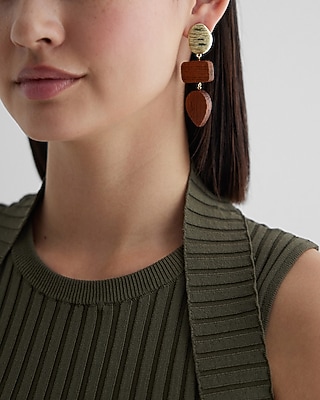 Wooden Multi Shape Drop Earrings